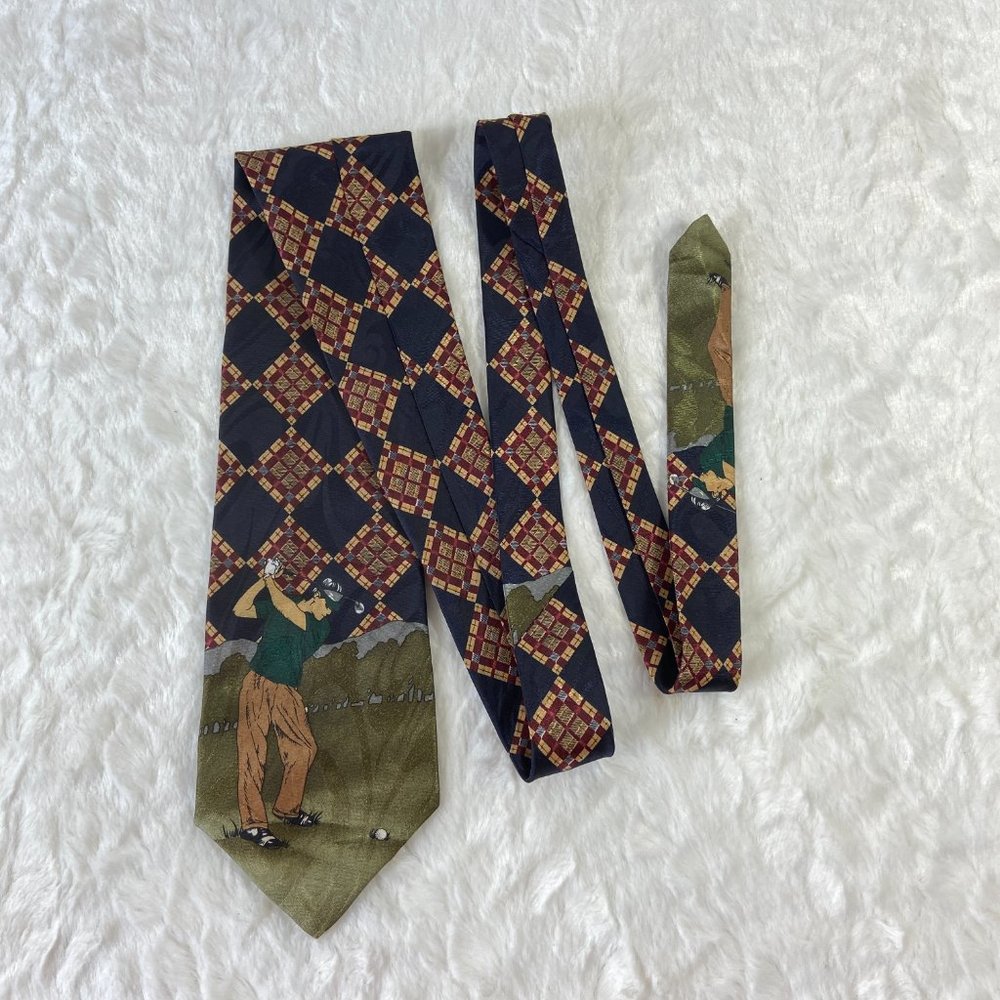 Cypress Hill Collection Necktie Tie Men's Multicolor Geometric Golfing Theme USA